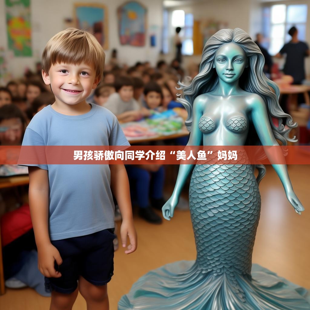 小杰骄傲地展示他的‘美人鱼’妈妈
