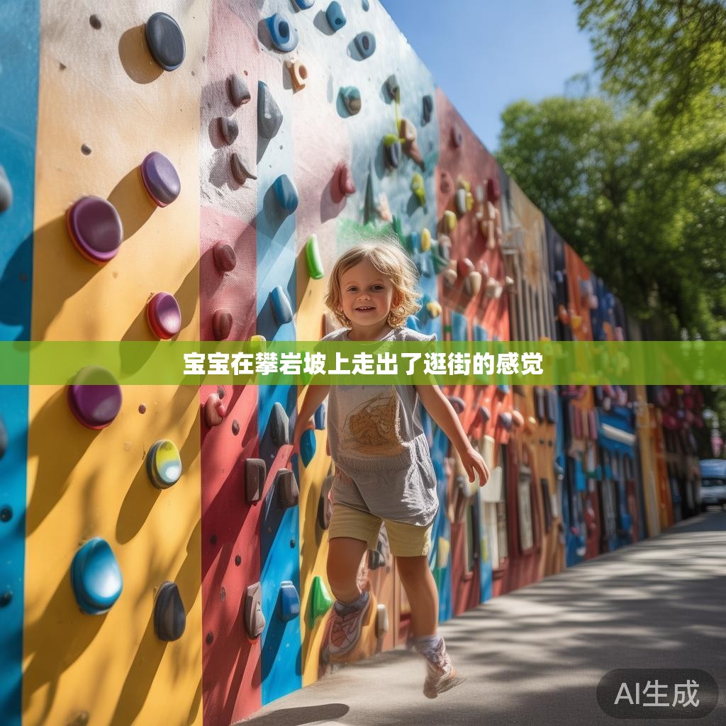 宝宝在攀岩坡上走出了逛街的感觉