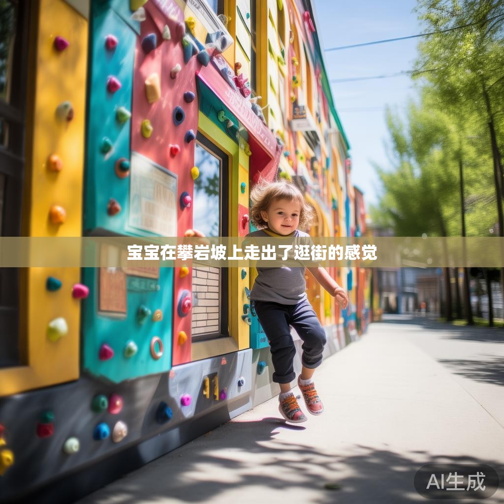 宝宝在攀岩坡上走出了逛街的感觉
