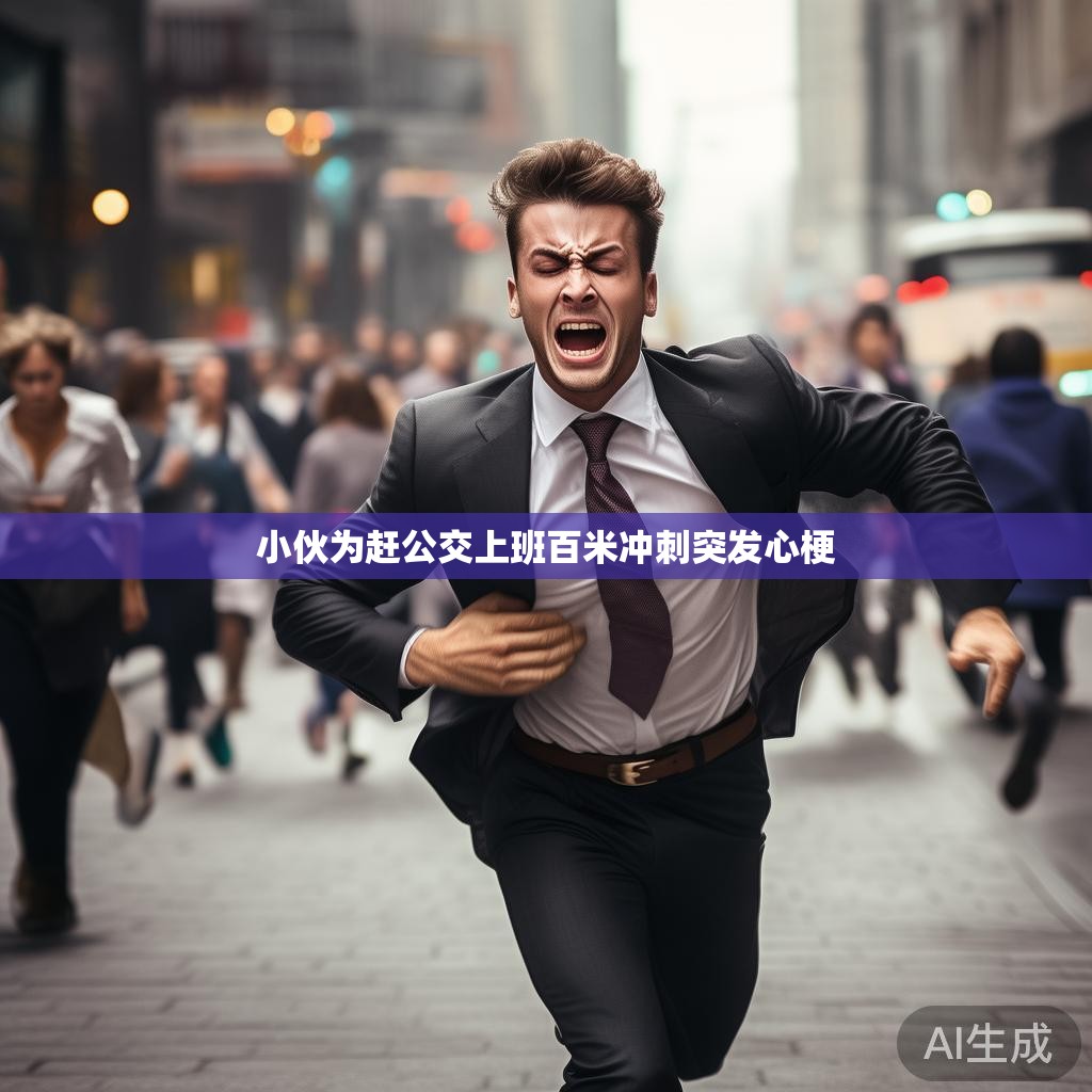 生命中的一次重大挑战 年轻小伙为赶公交而冲刺的画面